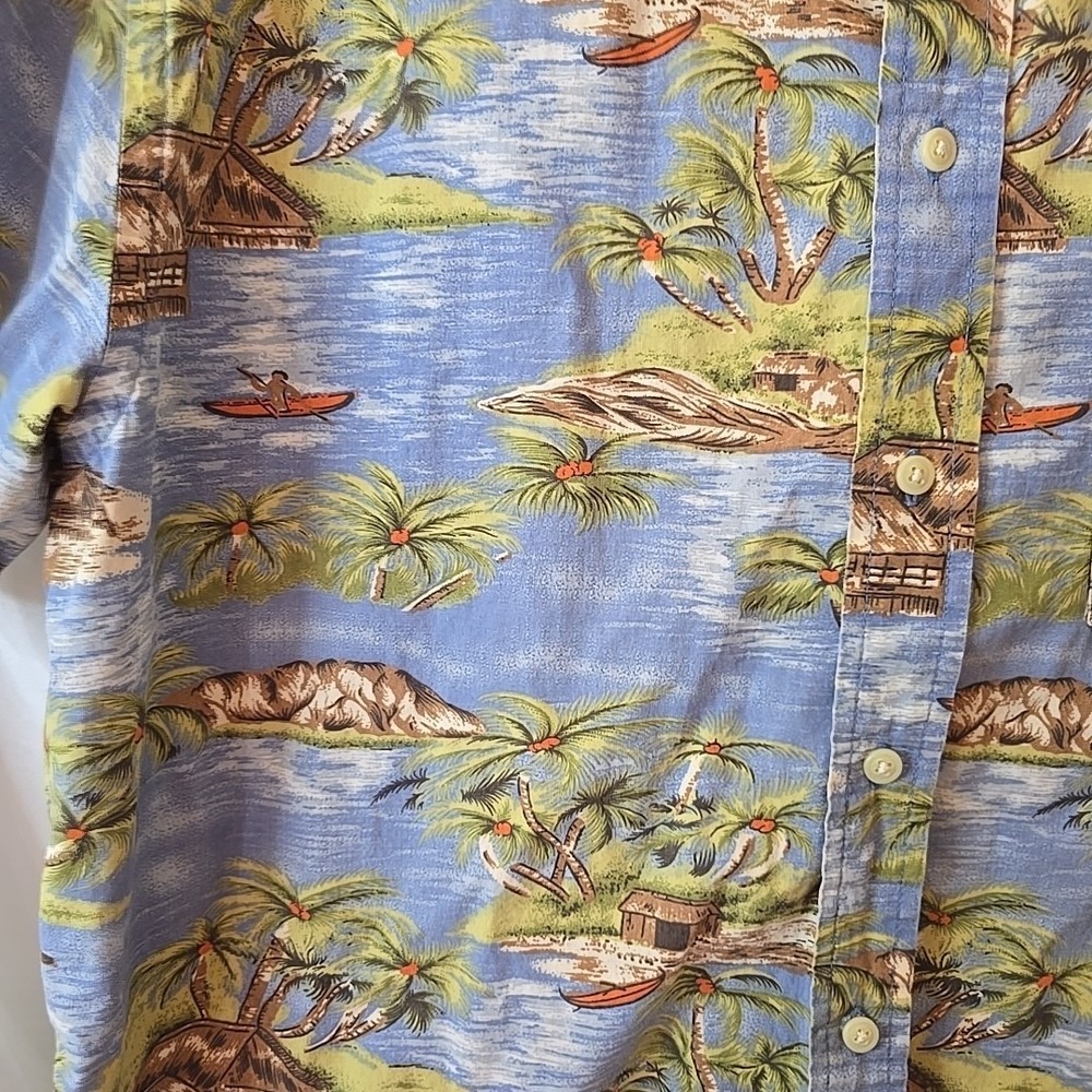 Vtg Gap Men's Y2K Hawaiian Island Native Palm Trees Short Sleeve Shirt Sz L - Picture 4 of 16